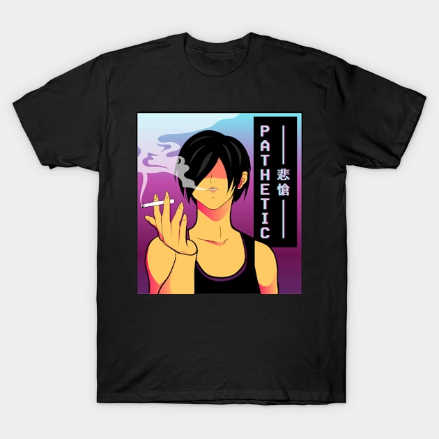 Pathetic Anime Boy Otaku Vaporwave Kanji Weeb T-Shirt by Alex21